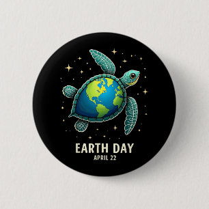 Earth Day 2025 Restore Earth Sea Turtle Art Save T Button