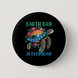 Earth Day 2025 Restore Earth Sea Turtle Art Save T Button