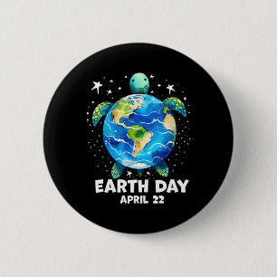 Earth Day 2025 Restore Earth Sea Turtle Art Save T Button
