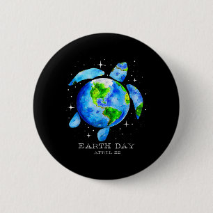 Earth Day 2025 Restore Earth Sea Turtle Art Save T Button