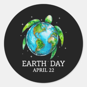 Earth Day 2025 Restore Earth Sea Turtle Art Save T Classic Round Sticker