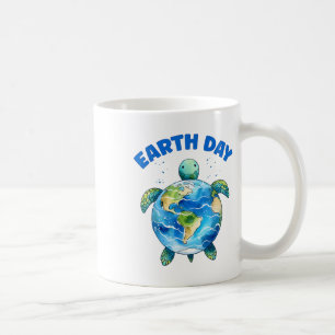 Earth Day 2025 Sea Turtle Art Save The Planet Coffee Mug