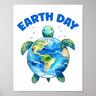 Earth Day 2025 Sea Turtle Art Save The Planet Poster
