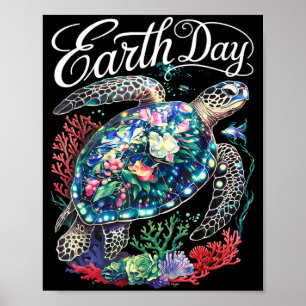 Earth day 2025 sea turtle restore earth save the poster
