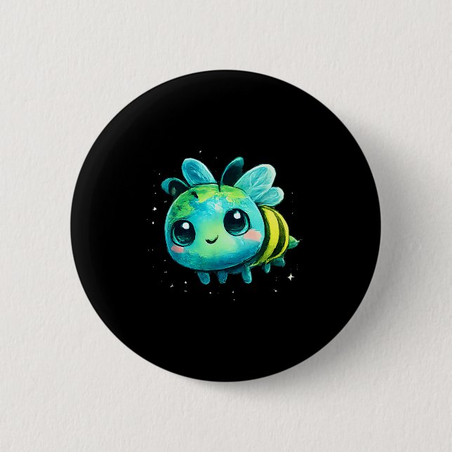 Earth day 2026 bee art  button (Front)