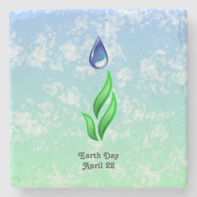 Earth Day 2026 Our Power Our Planet Stone Coaster (Front)