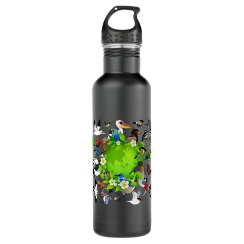 Earth Day 2With Cute Cartoon Global Birds Stainless Steel Water Bottle