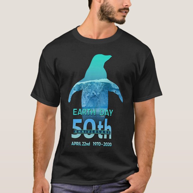 Earth Day 50th Anniversary Penguin Silhouette T-Shirt (Front)