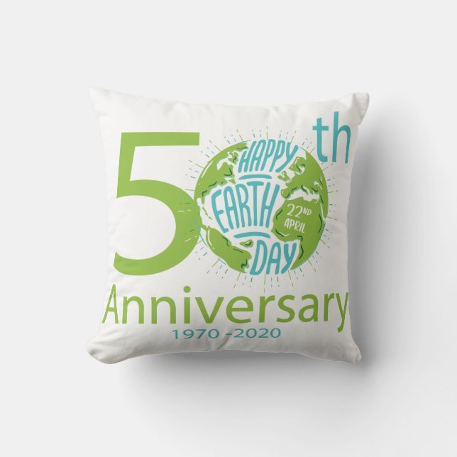 Earth Day 50th Anniversary Throw Pillow (Front)