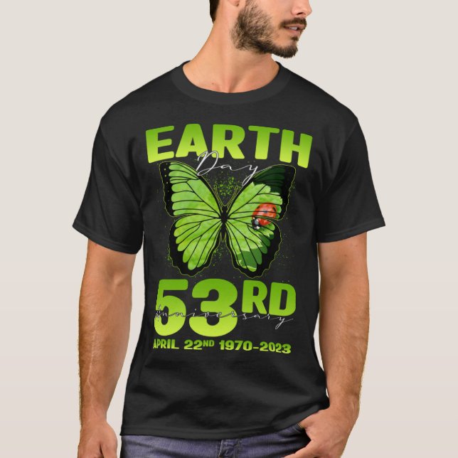 Earth Day 53rd Anniversary Silhouette Of Butterfly T-Shirt (Front)