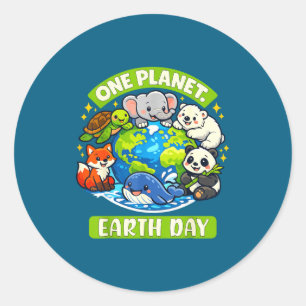 Earth day animal lovers for kids boys girls classic round sticker