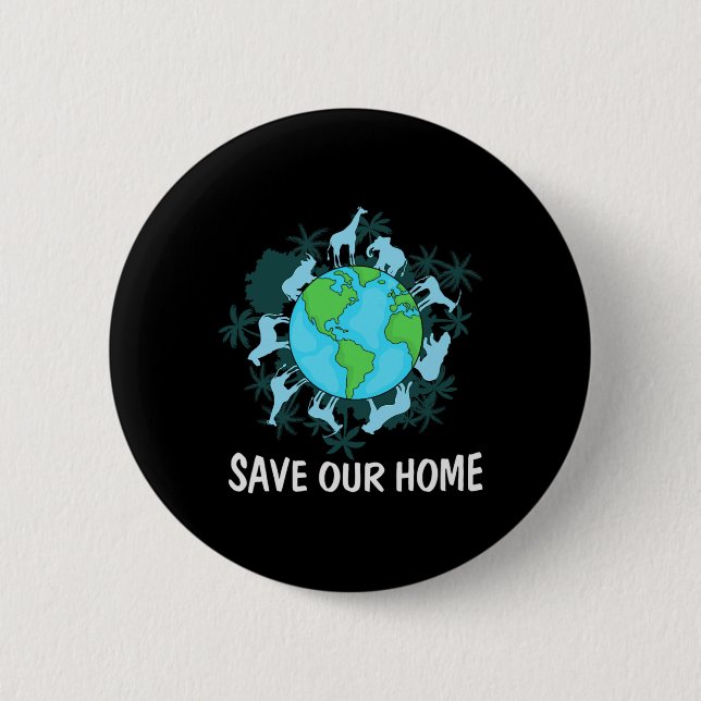 Earth Day Animals Conservation  Button (Front)
