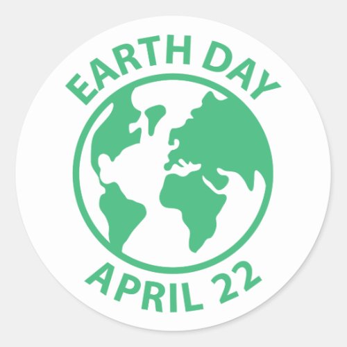 Earth Day April 22 Classic Round Sticker