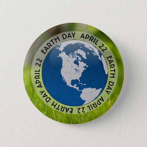 Earth Day April 22 Green Environment Button