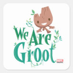 Earth Day Baby Groot Square Sticker