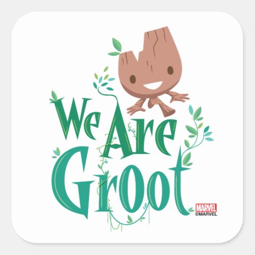 Earth Day Baby Groot Square Sticker