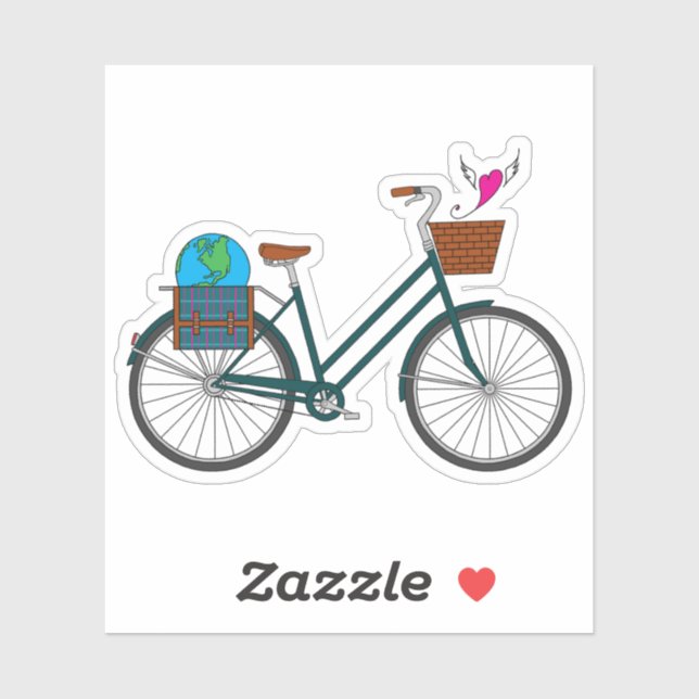 Earth Day Bike with Flying Heart_Pink Sticker (Sheet)