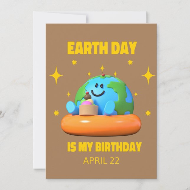 Earth Day Birthday April 22 Invitation (Front)