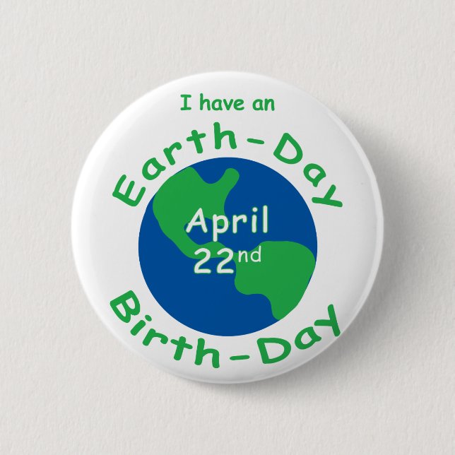 Earth Day Birthday Button (Front)