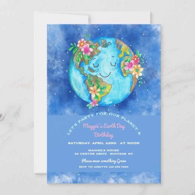 Earth Day Birthday Party Invitation (Front)