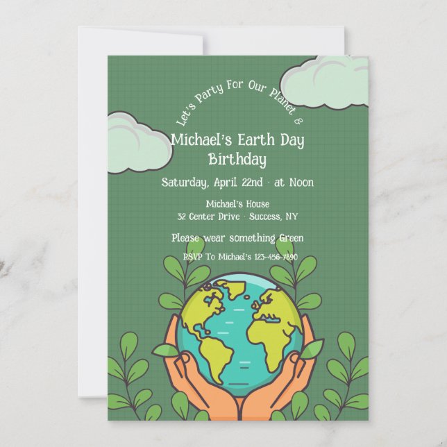 Earth Day Birthday Party Invitation (Front)