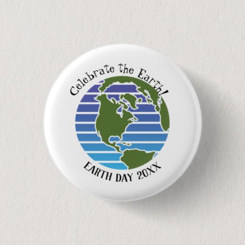 Earth Day Blue Green Globe Map Planet Button