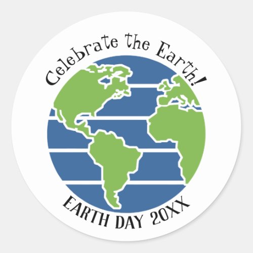 Earth Day Blue Green Globe Map Planet Classic Round Sticker