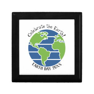 Earth Day Blue Green Globe Map Planet Gift Box
