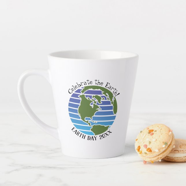 Earth Day Blue Green Globe Map Planet Latte Mug (In Situ)