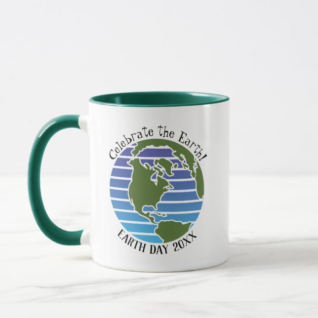 Earth Day Blue Green Globe Map Planet Mug (Left)