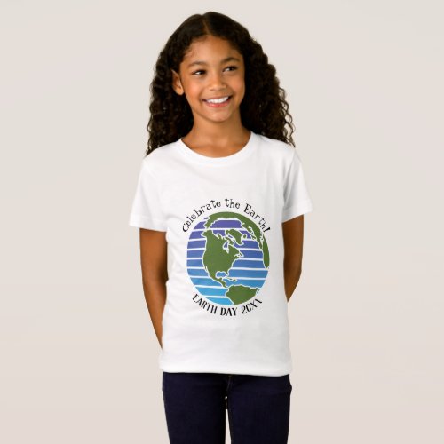 Earth Day Blue Green Globe Map Planet T_Shirt