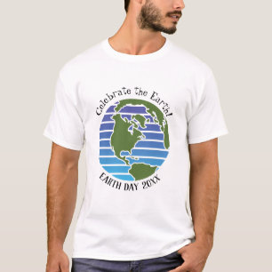 Earth Day Blue Green Globe Map Planet T-Shirt