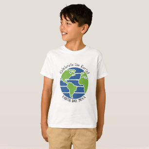 Earth Day Blue Green Globe Map Planet T-Shirt