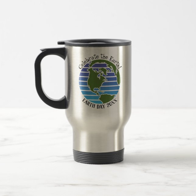 Earth Day Blue Green Globe Map Planet Travel Mug (Left)