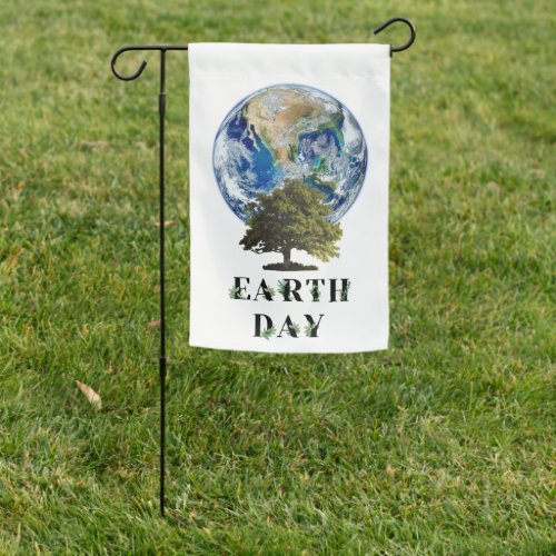 Earth Day Botonical Typography And Planet Earth Garden Flag
