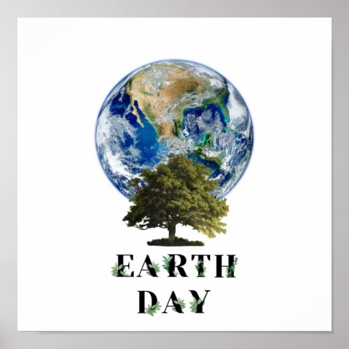 Earth Day Botonical Typography And Planet Earth Poster
