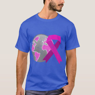 Earth Day Breast Cancer Warrior Pink Ribbon Chemo  T-Shirt
