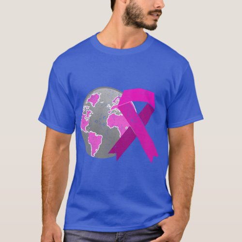 Earth Day Breast Cancer Warrior Pink Ribbon Chemo  T_Shirt