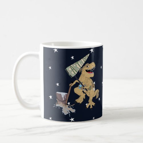 Earth Day Brwn Dino on classic white coffee mug