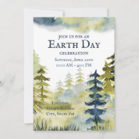 Earth Day Celebration Tree Planting Watercolor