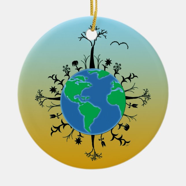 Earth Day Ceramic Ornament (Front)