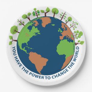 Earth Day Change The World Quote Paper Plates
