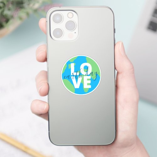 Earth Day Cute Blue Green Statement Planet Graphic Sticker