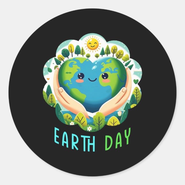 Earth Day Cute Earth Day  Classic Round Sticker (Front)