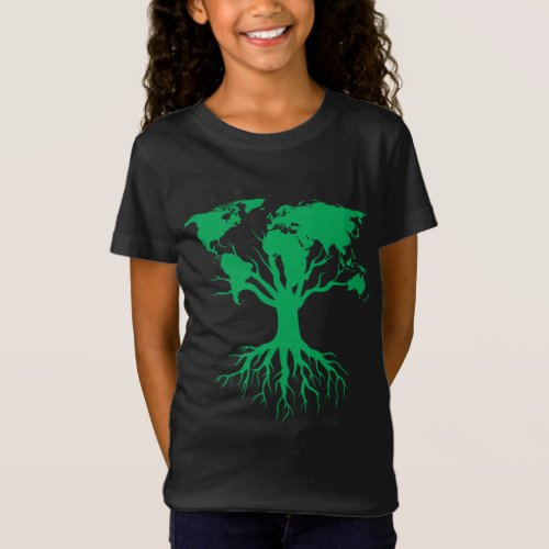 Earth Day Cute World Map Tree Pro Environment Plan T_Shirt