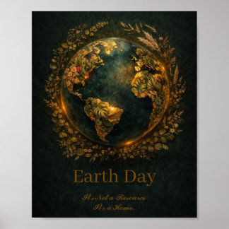 Earth Day Dark Botanical Wreath Nature Lover Gift Poster