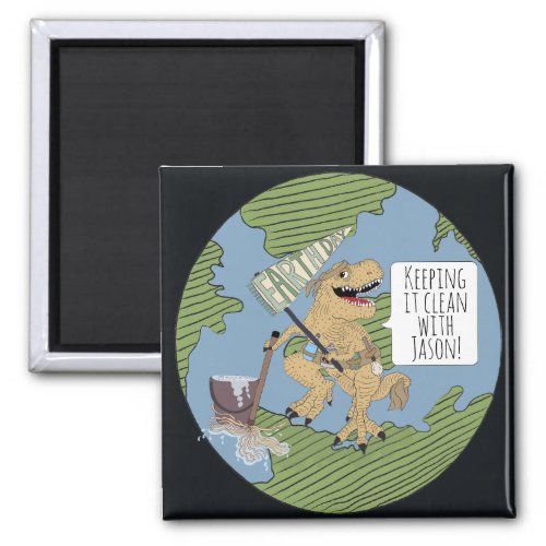 Earth Day Dino Cleaning Magnet