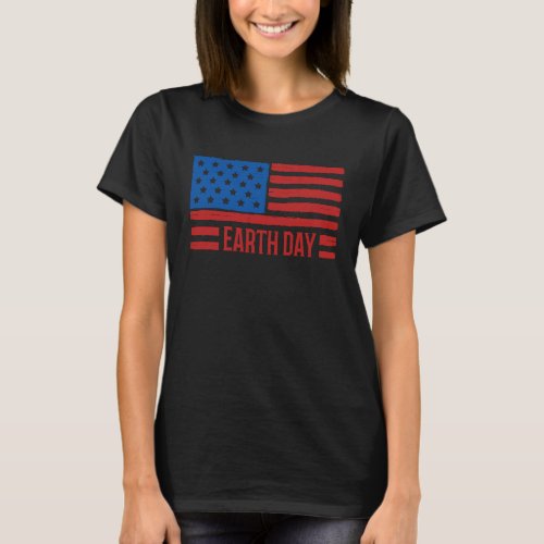 Earth Day Distressed USA Patriotic American Flag T_Shirt