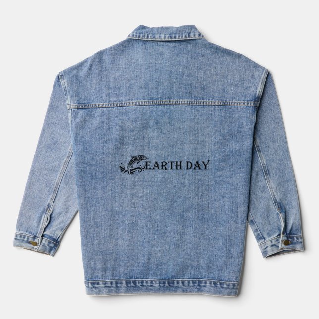 Earth Day Dolphin Tattoo Denim Jacket (Back)