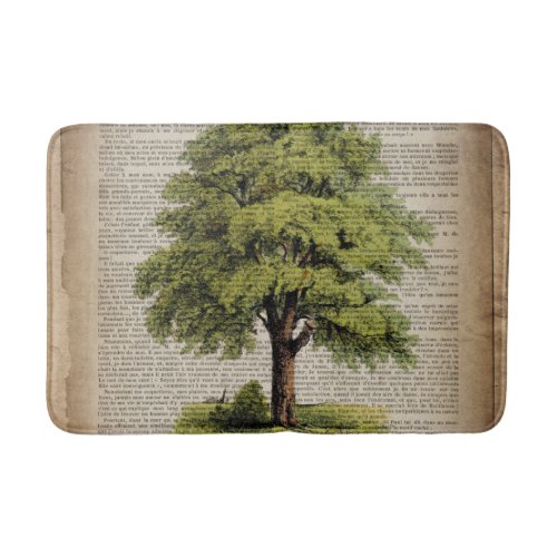 Earth Day ECO dictionary prints vintage oak tree Bath Mat